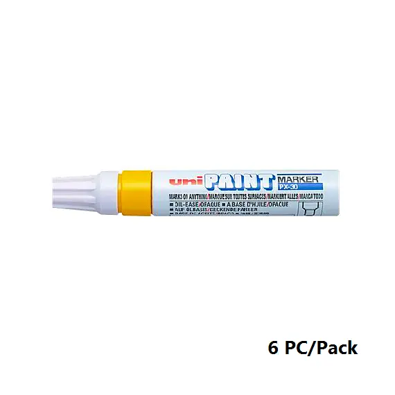 قلم بوية، يوني-بول، بي اكس-30، راس مشطوف، 4.0 - 8.5 مم، اصفر، 6 حبة/علبة