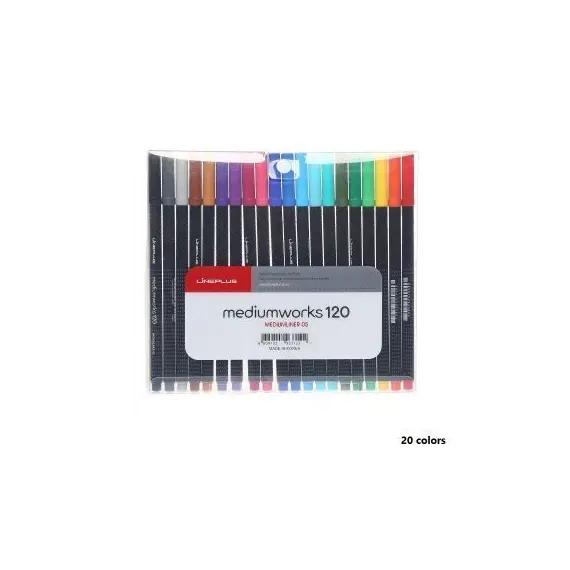 قلم، لاين بلس، ميديوم ورك120، 0.7-0.4 مم، بغطاء، الوان متنوعة،20 لون/علبة