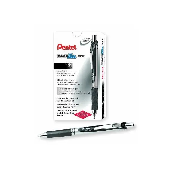 Pen, Pentel, BL77-AH, 7.0mm,Energel ,Retractable, Black, 12 Pcs/Pack