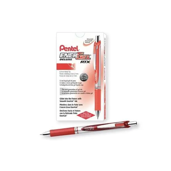 Pen, Pentel, BL77-BH, 7.0mm,Energel ,Retracatable, Red, 12  Pcs/Pack