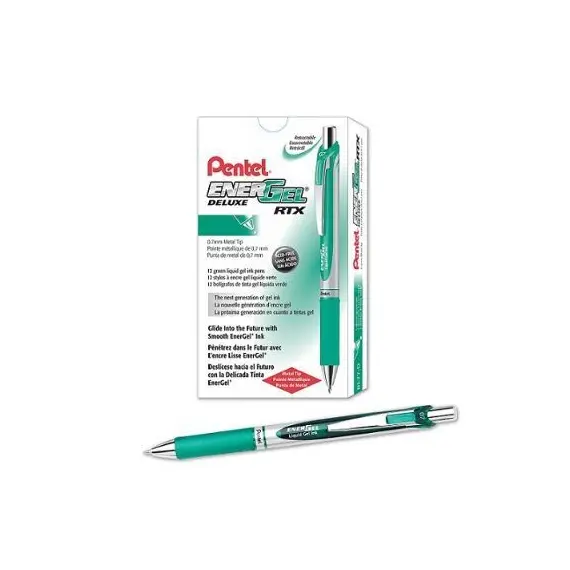 Pen, Pentel, BL77-DH, 7.0mm,Energel, Retractable, Green, 12 Pcs/Pack
