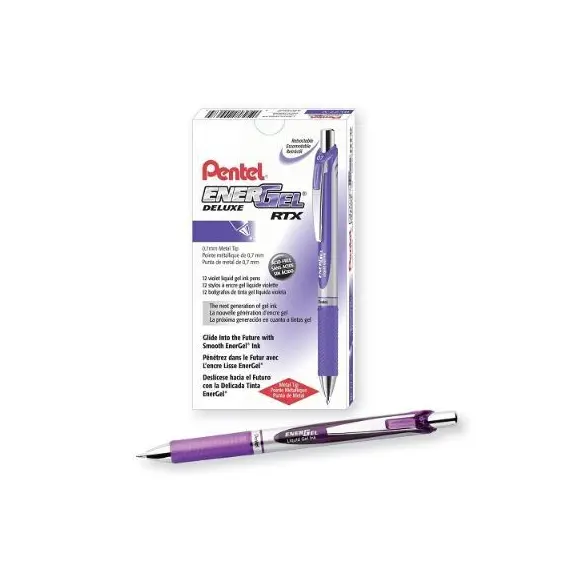 Pen, Pentel, BL77-VH, 7.0mm, Energel , Retractable, Violet, 12 Pcs/Pack