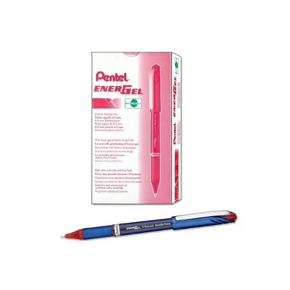 Pen, Pentel, BLN25-BH, 0.5mm,Energel, Capped,Red, 12 Pcs/Pack