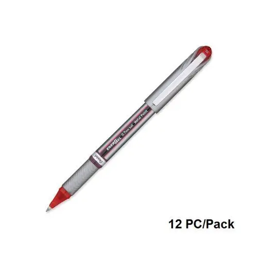 Pen, Pentel, BL27-BH, 0.7mm, Energel, Capped, Red, 12 Pcs/Pack