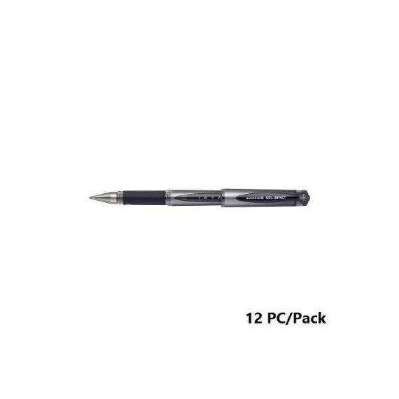 قلم، يوني-بول، قلم حبر جل (امباكت)، 1.0 مم، بغطاء، اسود، 12حبة/علبة