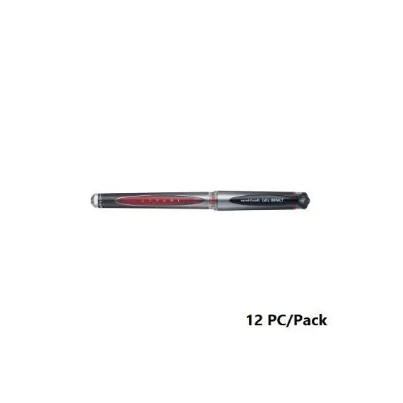 قلم، يوني-بول، قلم حبر جل (امباكت)، 1.0 مم، بغطاء، احمر، 12حبة/علبة