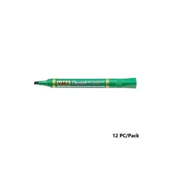 Pentel N860-D Maxiflo Permanent Marker, Chisel Nip, Green Ink, 12pcs/Pack