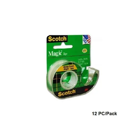 Tape, SCOTCH, 3M, Magic Tape, 3/4 in ( 1.9 cm )X 18.00 yd ( 32.92 m ) , Clear, 12 PC/Pack