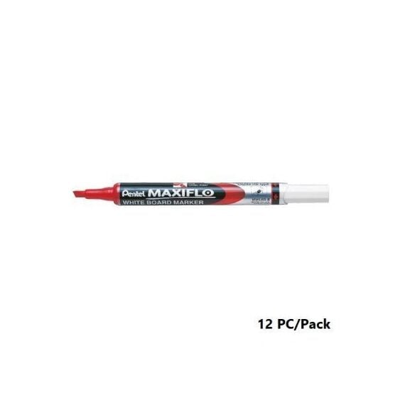 قلم سبورة، بنتل، ماكسفيلو راس مشطوف، 1.5/4.7 مم، يغذى بالحبر، احمر، 12حبة/علبة