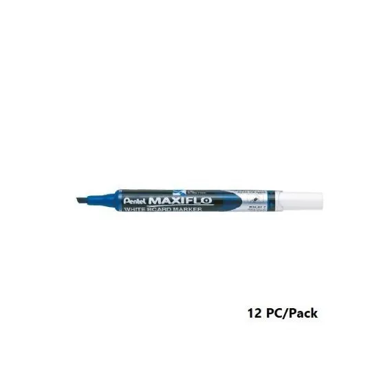 Whiteboard Marker, Pentel, MWL6S-C, Maxiflo,1.5/4.7 mm, Chisel Nip, Blue, 12 Pc/Pack