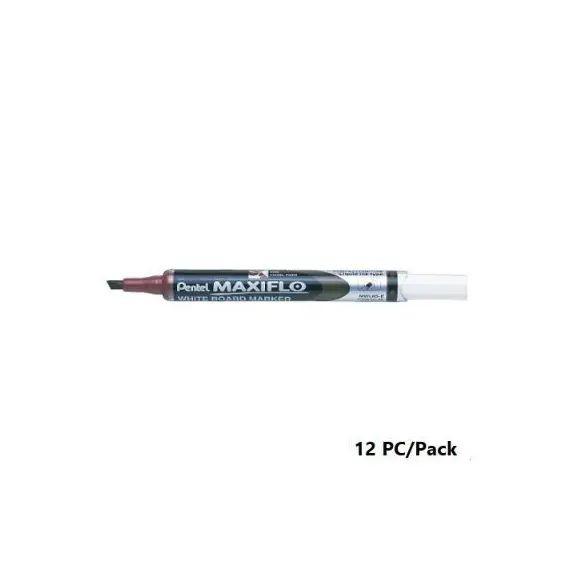 Whiteboard Marker, Pentel, MWL6S-E, Maxiflo,1.5/4.7 mm, Chisel Nip, Dred, 12 Pc/Pack