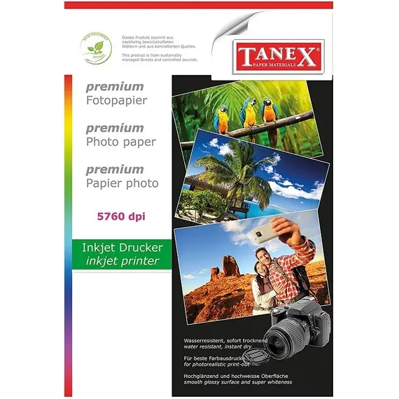 ورق ملون، 180 جم، أ4 (25 ورقة)، ورق طباعة صور لامع انك جت ، ابيض