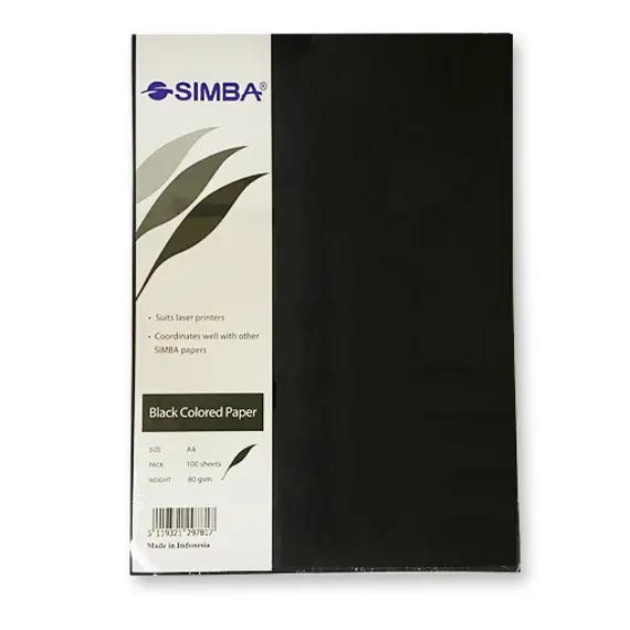 ورق ملون، سيمبا، 80 جم، أ4 (100 ورقة)، اسود