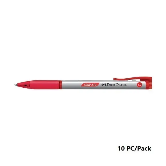 قلم، فابر كاستل، قلم حبر جاف،جريب 1.0 مم، احمر، 10 حبة/ علبة