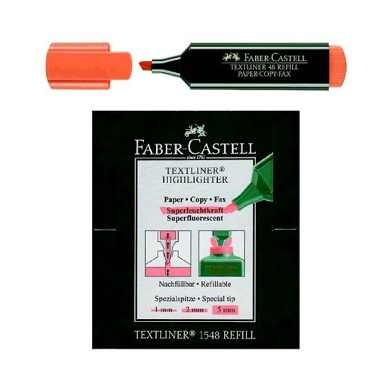 قلم تظهير، فابر كاستل، راس مشطوف 1-5 مل، برتقالي, 10 حبة/علبة