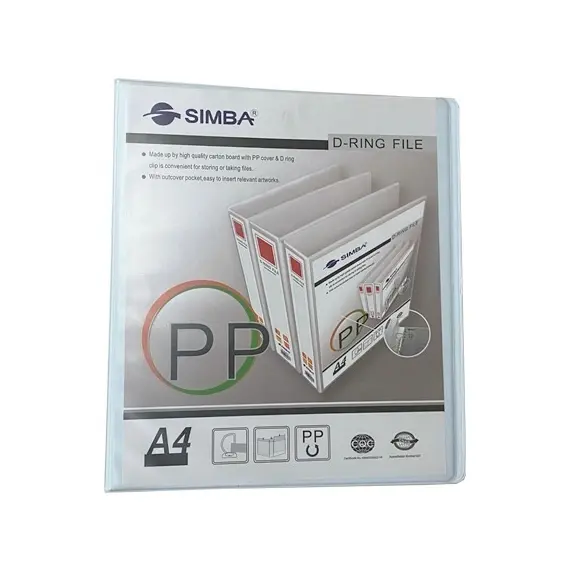 Ring Binders, SIMBA, 2-Ring Binders, 3 in (75 mm), A4, White