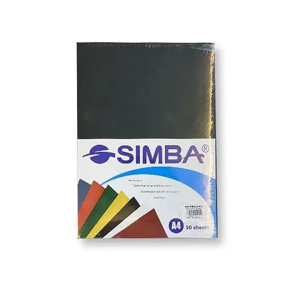 ورق ملون، سيمبا، 200 جم، أ4 (50 ورقة)، ورق همر اسود