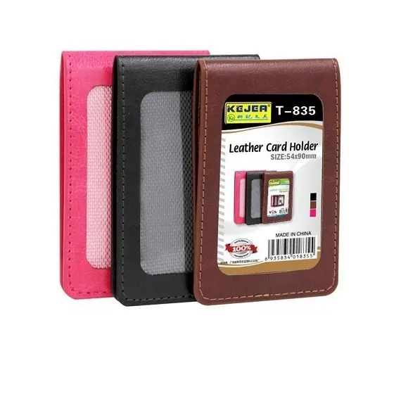 KEJEA Leather Card Holder T-835: Stylish Badges & Holders in Black or Brown