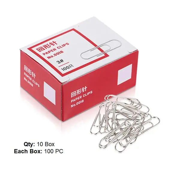 مشابك، مشبك ورق ، مقاس 3 ،فضي ، 10علب