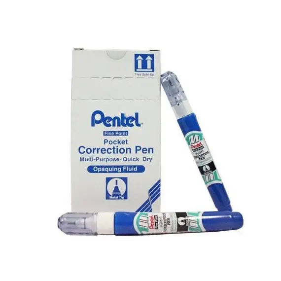 Correction Pen, Fine Point, Pentel ZL62-W,7 ml Roller ball, White, 12 PCS/PACK