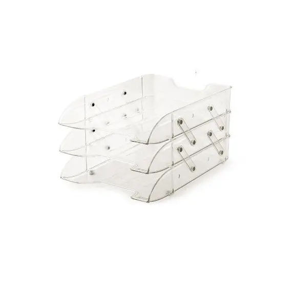 Desk Organizer, MAS, Desk Tray , 3 Tries, Plastic, Clear