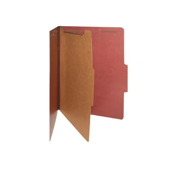 Divider,  Smead Classification Folder, Legal Size, Single Divider,  2" Prong, Divider: 1" Twin Prong, Red