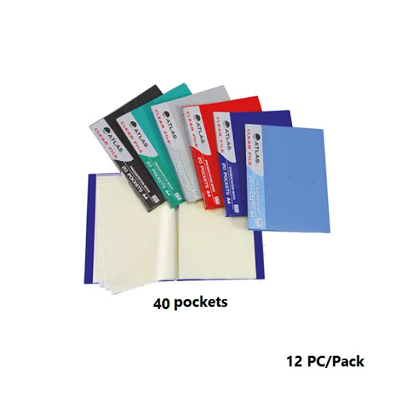 Documents Covers, ATLAS, Display Book, 40 Pockets , A4, Assorted color, 12 PC/Pack