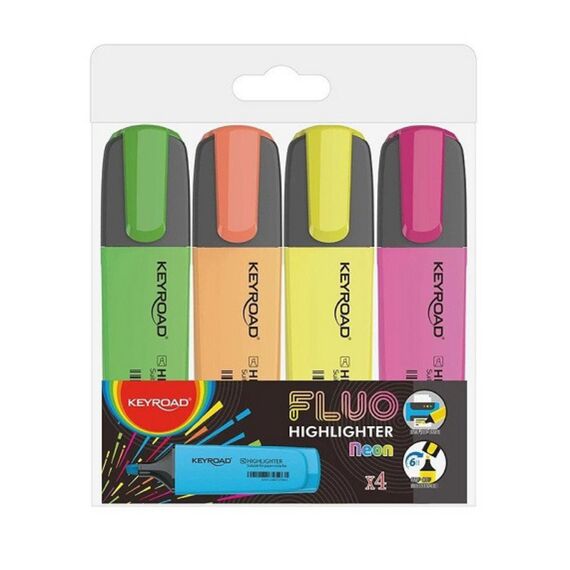 قلم تظليل، كيرود ، راس مشطوف 1-5 مل، علبة 4 الوان