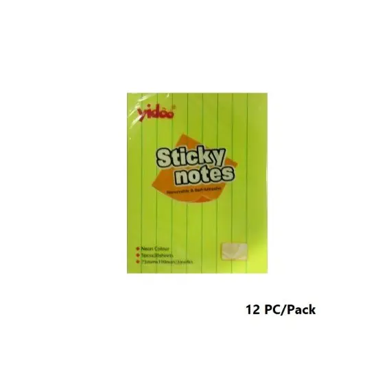 Memo Paper, YIDOO, Lined Sticky Note, (75x100mm),Neon Color, 100 Sheets/pads, 5 Color, 12 PC/Pack