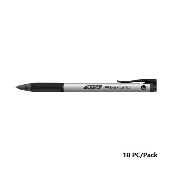 Pen, Faber-Castell, Grip X10 Ball Pen, 1.0 mm, Black, 10 Pcs/Pack