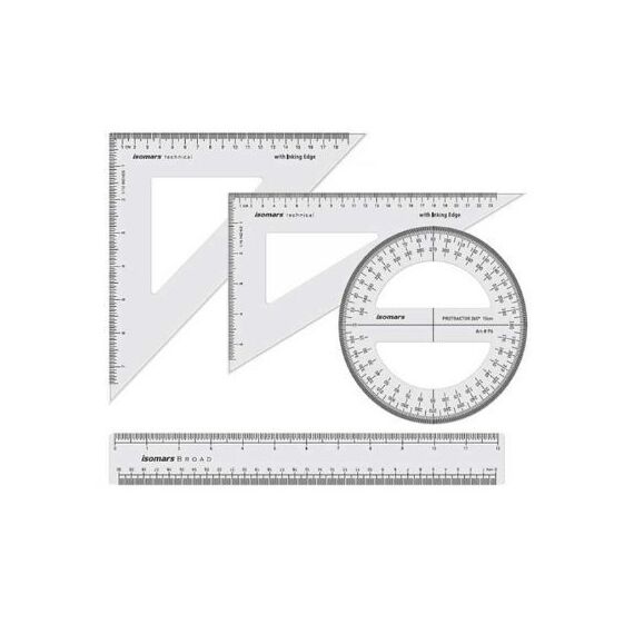 مسطرة، القياس/عدة أدوات للرسم، مقاس:10 انش * 12 انش ، 4 قطع