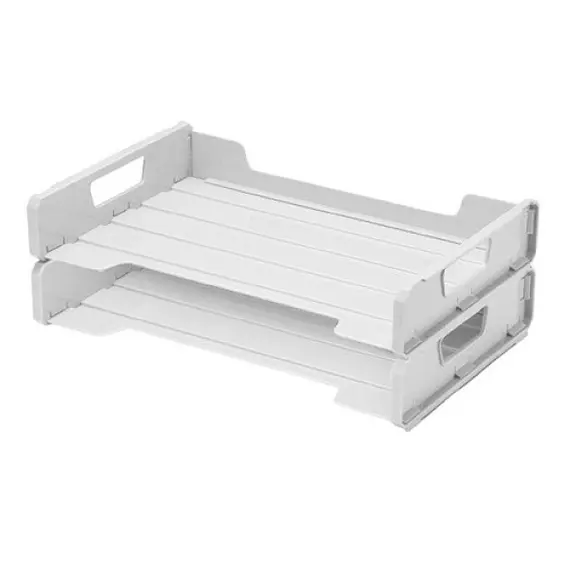 رف اوراق مفتوح من جانب واحد طبقتين مترو بلاستيك رمادي