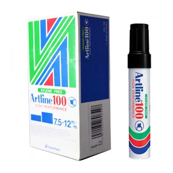 قلم ثابت ارتلاين 100 راس مشطوف 6 اقلام - اسود