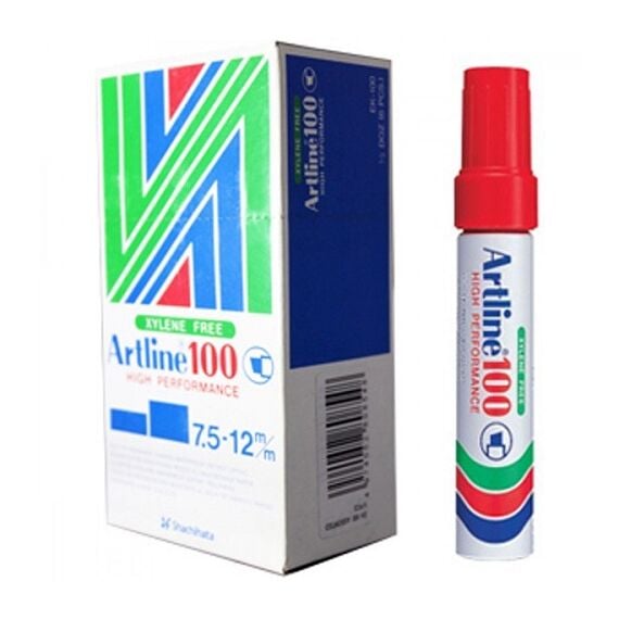 Permanent Marker ARTLINE 100 Chisel Nip Red 6 PC/PACK