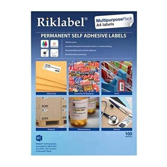 Labels, Riklabel, Multi-purpose Labels, 168 Labels/Sheet, 30 x 10 mm, white