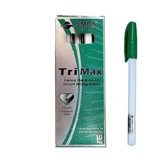 Pen, SIMBA, Ballpoint, Triangle Shape, 1 mm, Green, 10 PC/Pack