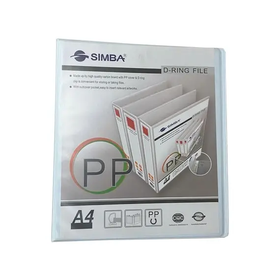 Ring Binders, SIMBA, 4-Ring Binders, 3 in (75 mm), A4, White