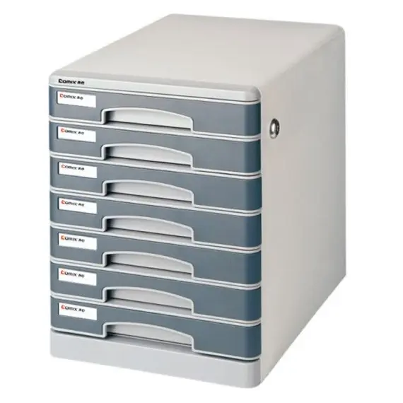 Storage Organizer, COMIX, 7 Drawers File Cabinet with Locker, Metal