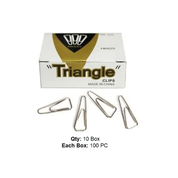 Clips, Triangle Paper Clip, 25 mm, 10 Boxes