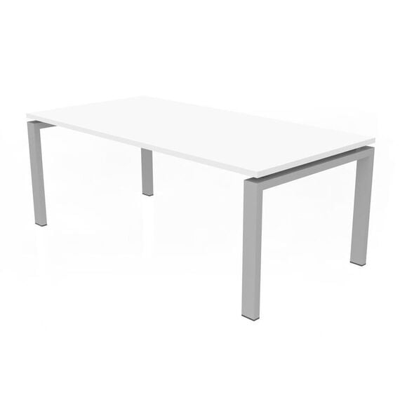 Coffee Table - White Top Metal Legs Grey 120cm.