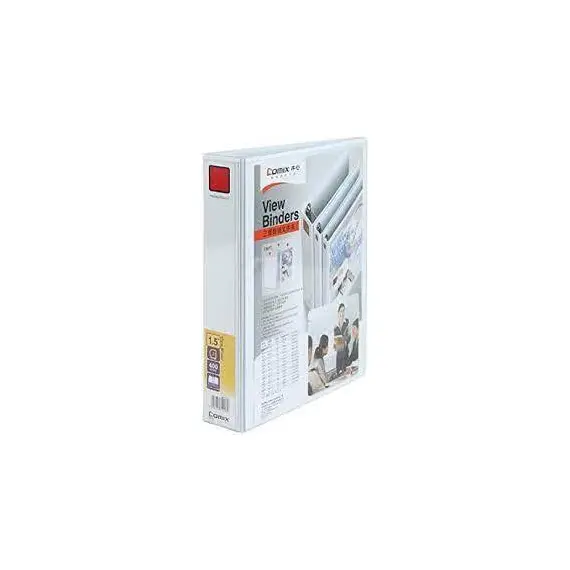 ملفات COMIX HD بلاستيكية بأربطة D, حجم A4, 3-D 40 ملم (1.5 إنش), لون أبيض