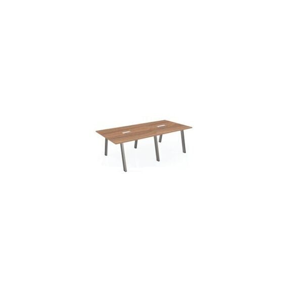 Conference Table - Brown Top Metal Legs Grey 240cm