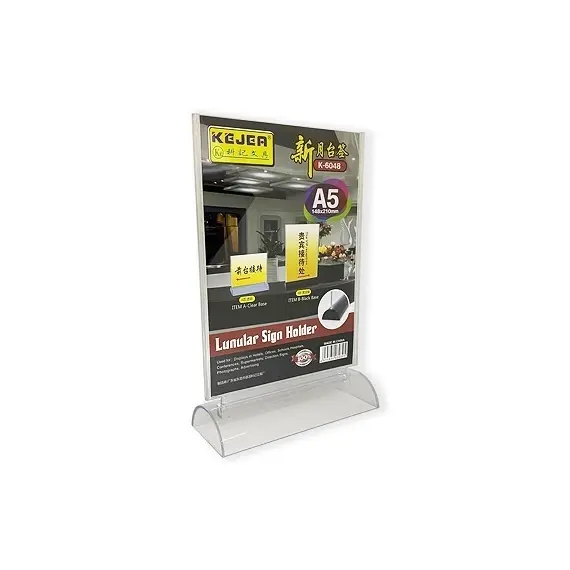 Desk Organizer, KEJEA, Lunular Sign Holder Stand K-6048, A5, Plastic, Clear