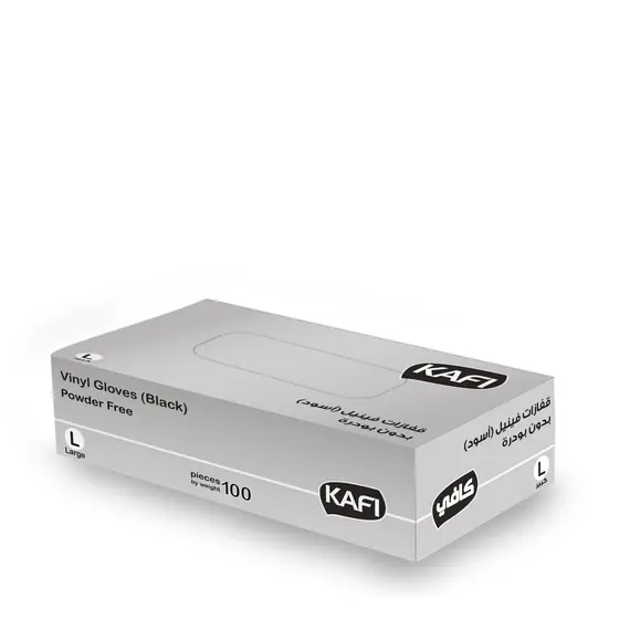 قفاز فينيل أسود - خالي من البودرة مقاس كبير (1000/كرتون)