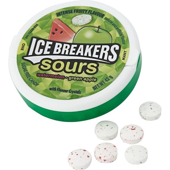 آيس بريكرز ساورز بنكهة البطيخ والتفاح الأخضر 8 × 42 جرام