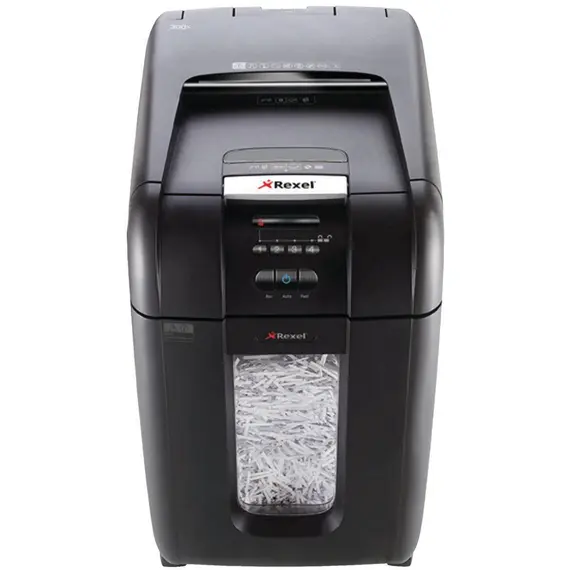 Rexel Auto+ 300X Cross Cut Paper/CD/Credit Card Shredder with 300 Sheet Capacity - Black
