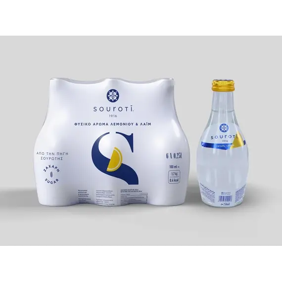 مياه طبيعية بالليمون سوروتي  زجاج غازية 250 مل (1 ربطة × 12 عبوة)