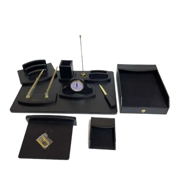 Office Set Black Luxury Leather 10 PCs KING STYLE
