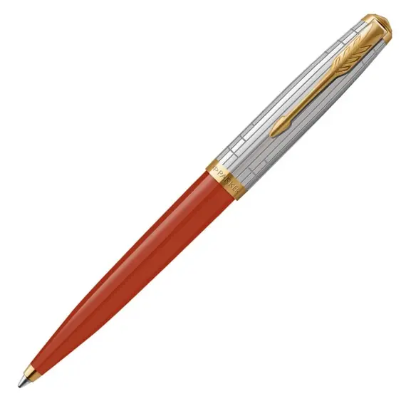 PARKER 51 Premium Medium Ballpoint Pen Red Rage Gold Trim Black Ink