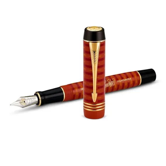 PARKER Duofold 100th Limited Edition Medium Fountain Pen Red Gold Trim